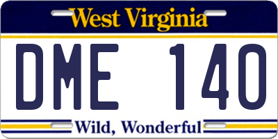 WV license plate DME140