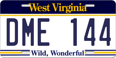 WV license plate DME144