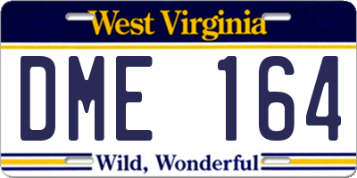 WV license plate DME164