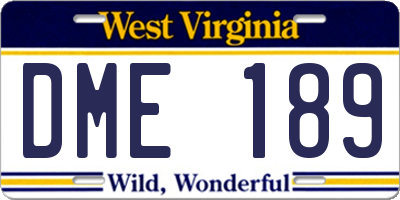 WV license plate DME189