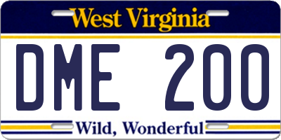 WV license plate DME200