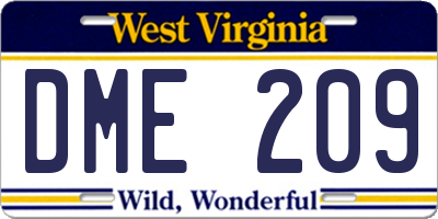 WV license plate DME209