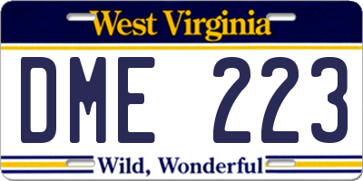 WV license plate DME223
