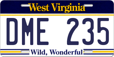 WV license plate DME235