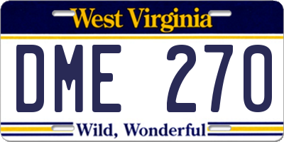 WV license plate DME270