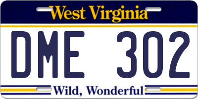 WV license plate DME302