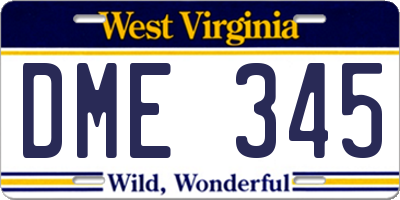 WV license plate DME345