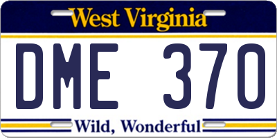 WV license plate DME370