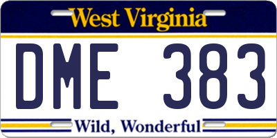 WV license plate DME383
