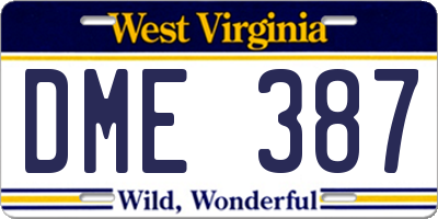 WV license plate DME387
