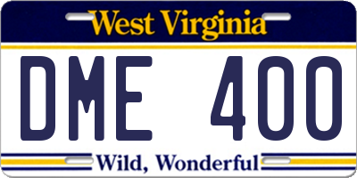 WV license plate DME400