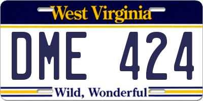 WV license plate DME424