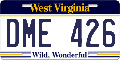 WV license plate DME426