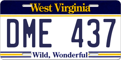 WV license plate DME437