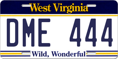 WV license plate DME444