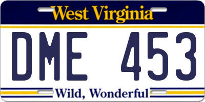 WV license plate DME453