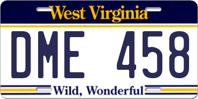 WV license plate DME458