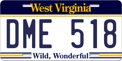 WV license plate DME518
