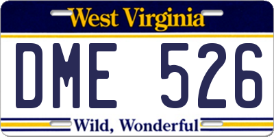WV license plate DME526
