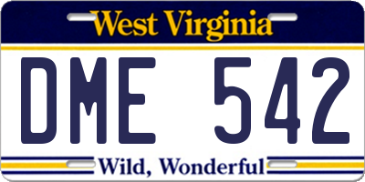 WV license plate DME542