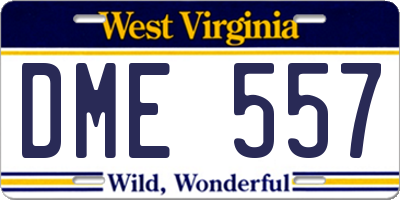 WV license plate DME557