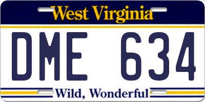 WV license plate DME634