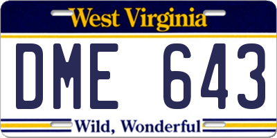 WV license plate DME643
