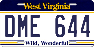 WV license plate DME644