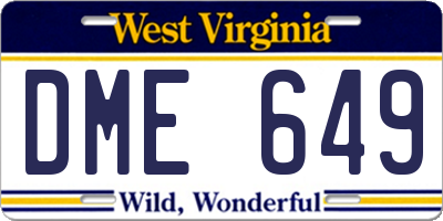 WV license plate DME649