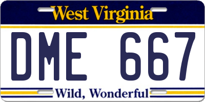 WV license plate DME667