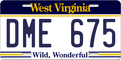 WV license plate DME675