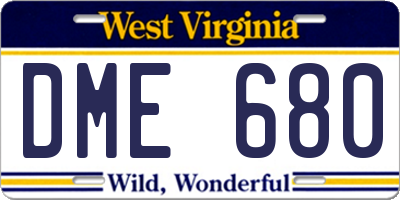 WV license plate DME680