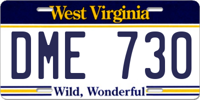 WV license plate DME730