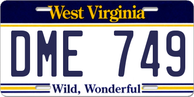 WV license plate DME749