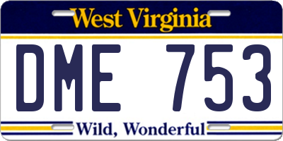 WV license plate DME753