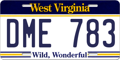 WV license plate DME783