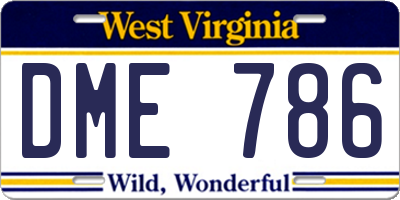 WV license plate DME786