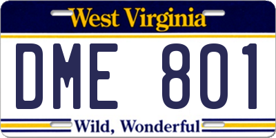 WV license plate DME801