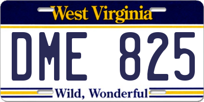 WV license plate DME825
