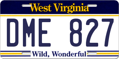 WV license plate DME827
