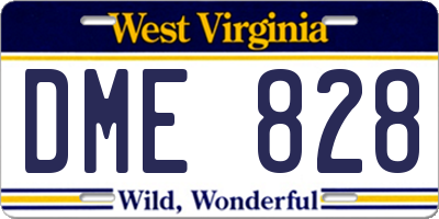 WV license plate DME828