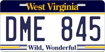 WV license plate DME845