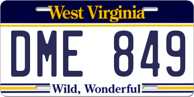 WV license plate DME849