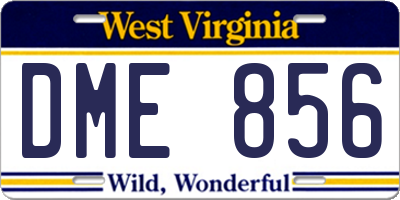 WV license plate DME856