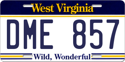 WV license plate DME857
