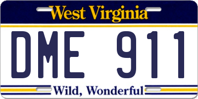 WV license plate DME911