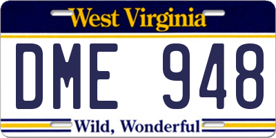WV license plate DME948