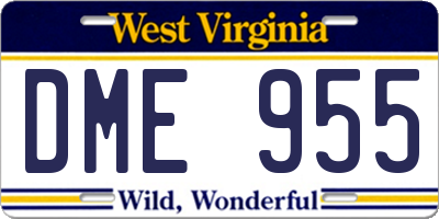 WV license plate DME955