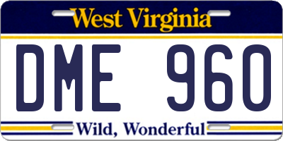 WV license plate DME960