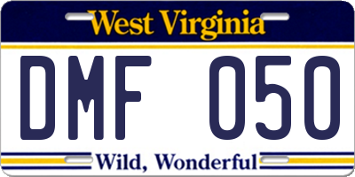 WV license plate DMF050